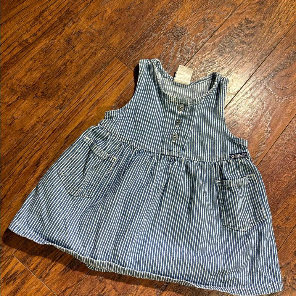 OshKosh B'gosh vintage little girls size 24M conductor striped jumper dress